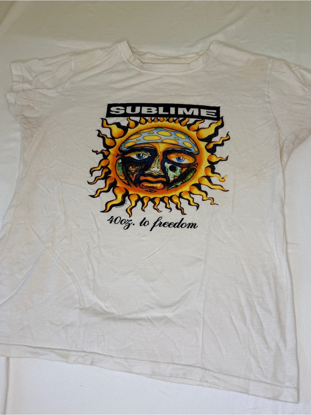 Sublime White Short Sleeve Graphic Tee - Sun Design